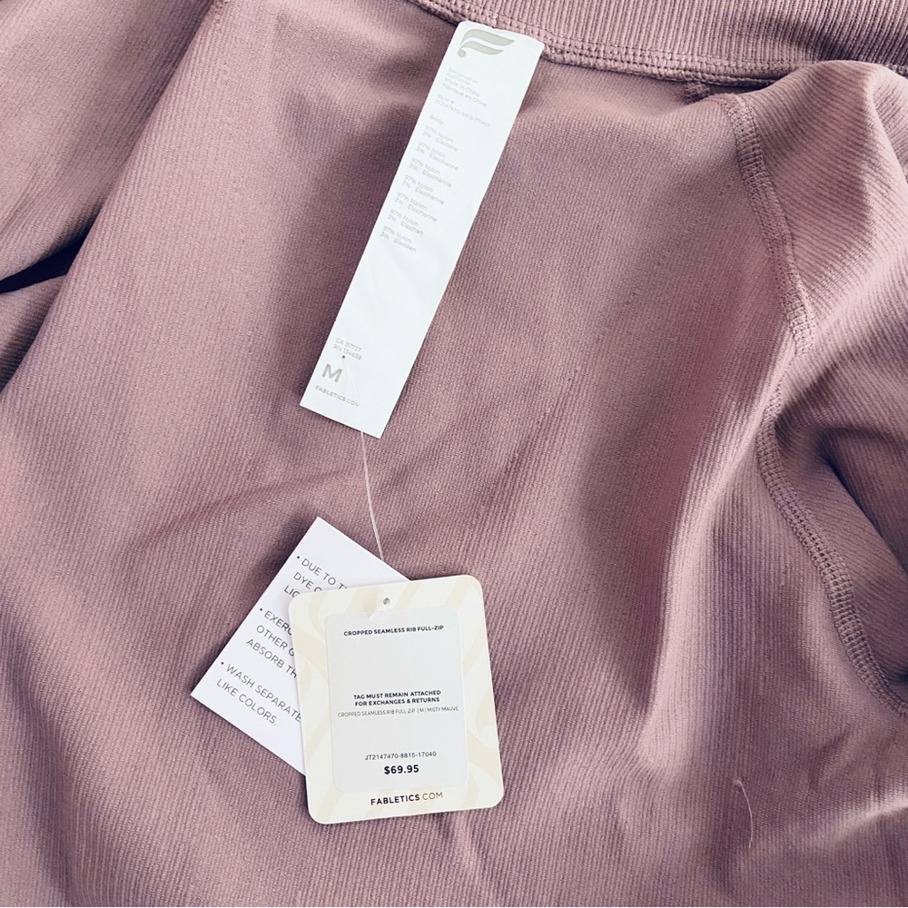 Fabletics Cropped Seamless Rib Train Jacket Misty… - image 9